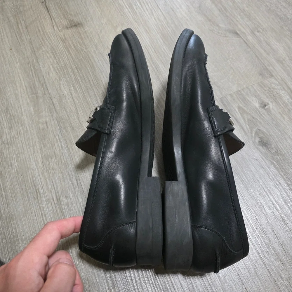 Salvatore Ferragamo Mens 11.5 2E Black Leather Gancini Bit Loafers Made in Italy
